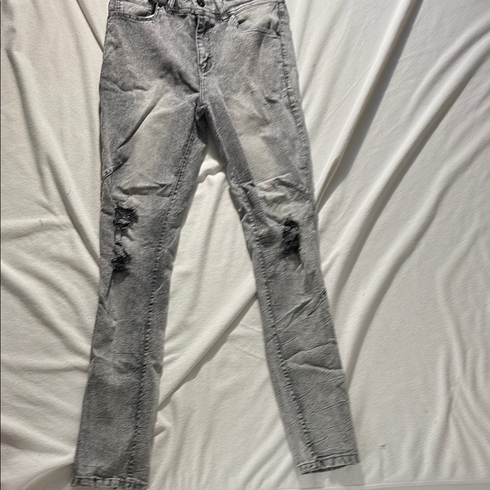 Noble U Gray Skinny Jeans with Vintage Distressing